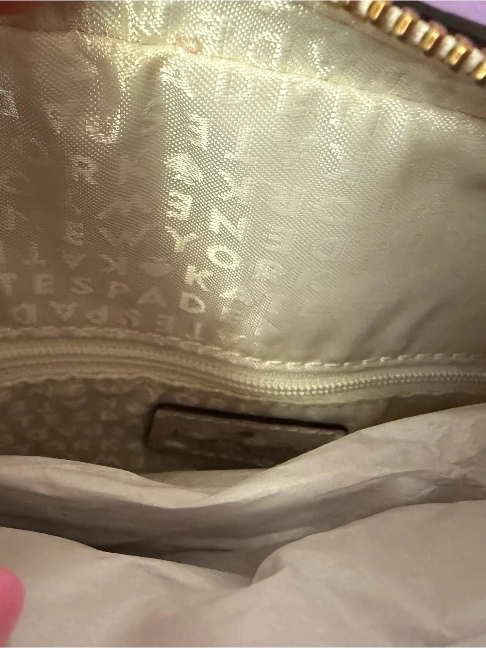 Kate Spade Cream Ostrich-Embossed Dome Satchel